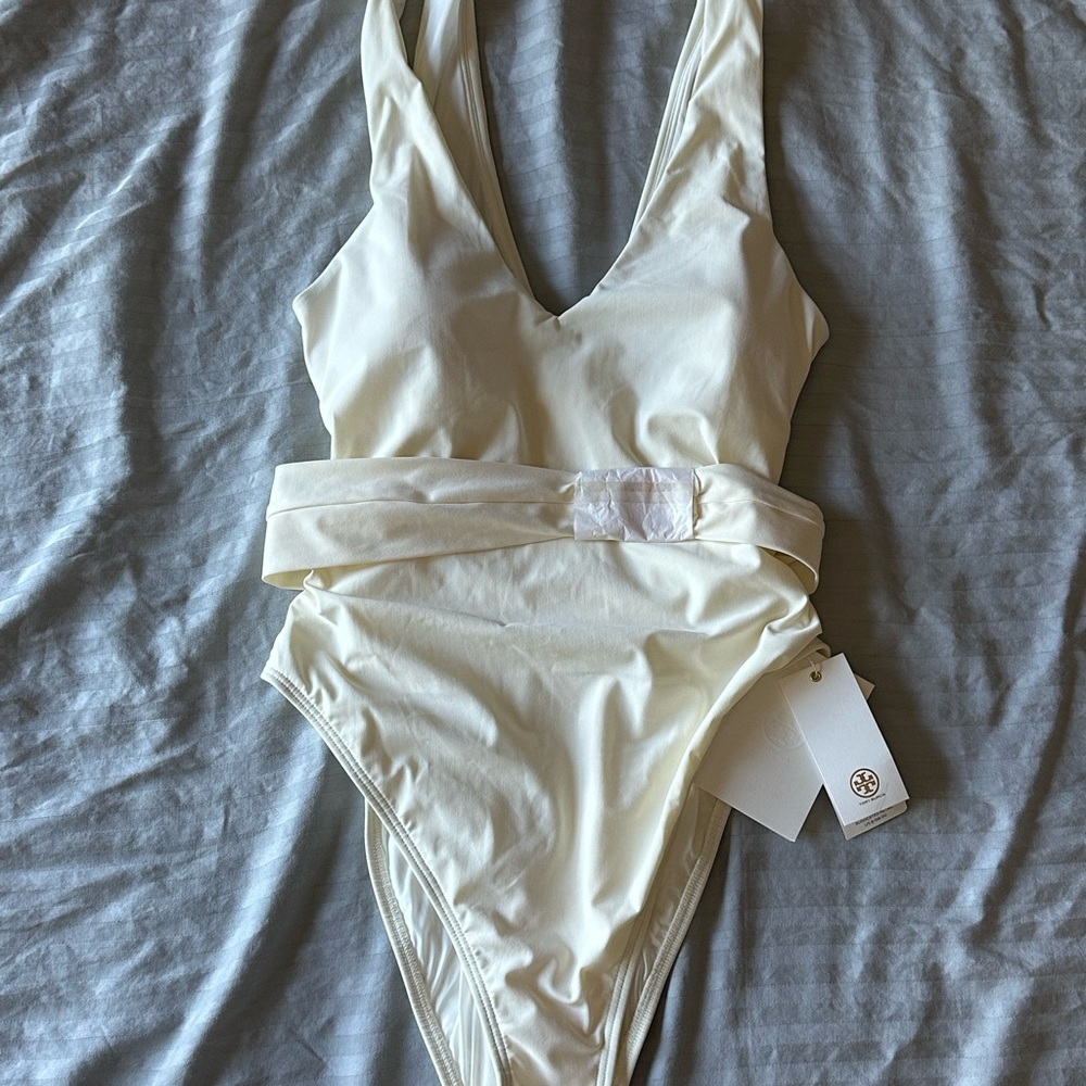 Tory Burch Cream One Piece with Belt